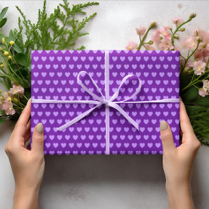 Cute Purple Hearts Pattern Wrapping Paper