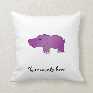 Cute purple hippo throw pillow