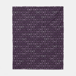 Cute Purple Hipster Eyeglasses Pattern Fleece Blanket