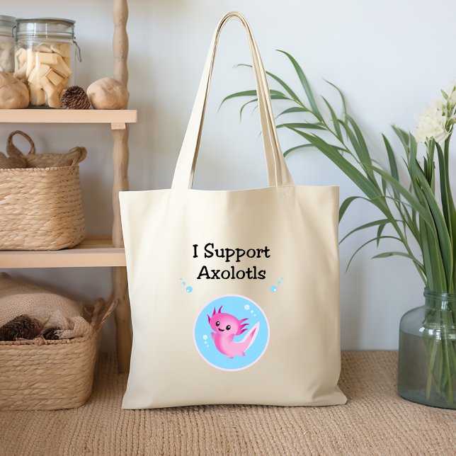 Cute Purple I Support Axolotls Light-Colour Tote Bag (Creator Uploaded)