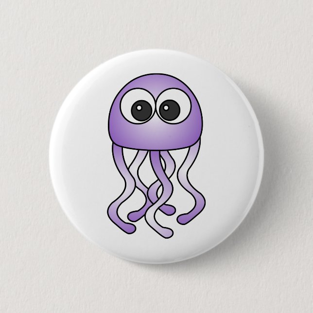 Cute Purple Kawaii Jellyfish Button (Front)