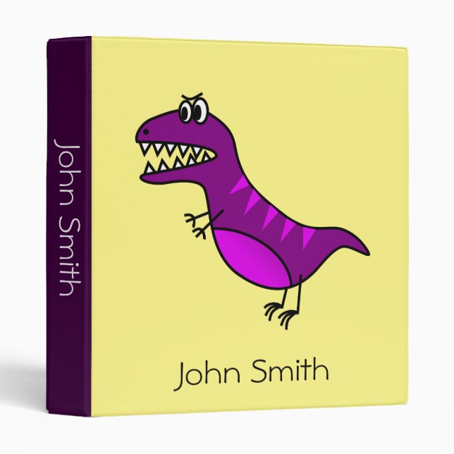 Cute purple kids dinosaur cartoon student folder binder (Front/Spine)