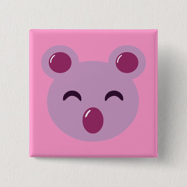Cute Purple Koala Bear 2 Inch Square Button (Front)