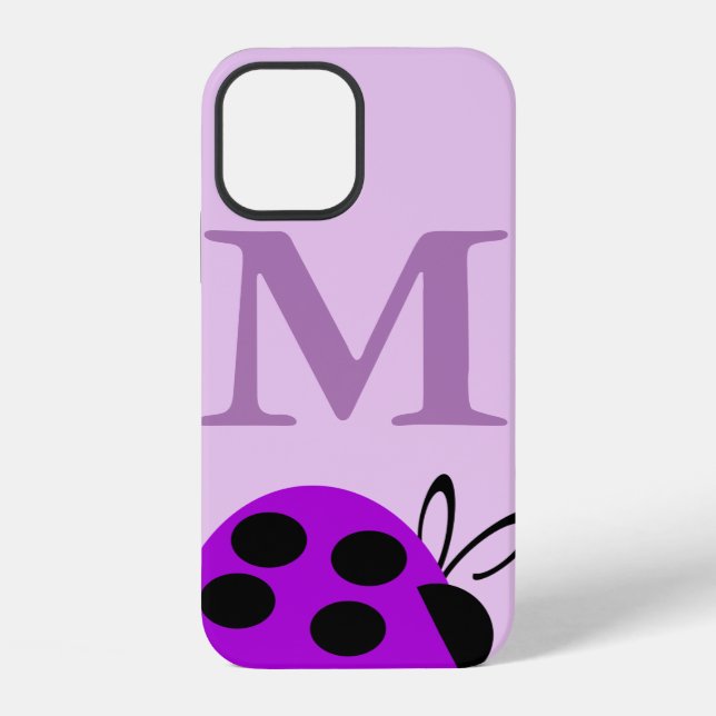 Cute Purple Ladybug Personalized iPhone Case (Back)