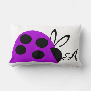 Cute Purple Ladybug Personalized Lumbar Pillow