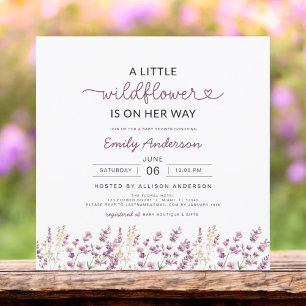 Cute Purple Lilac A Little Wildflower Baby Shower Invitation