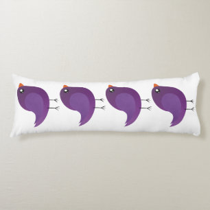 Cute Purple Little Bird Illustration Body Pillow