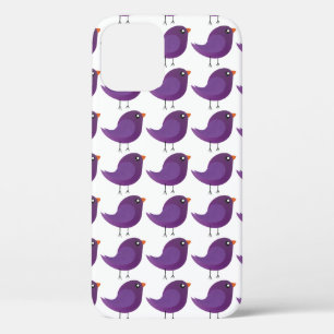 Cute Purple Little Bird Illustration iPhone 12 Case