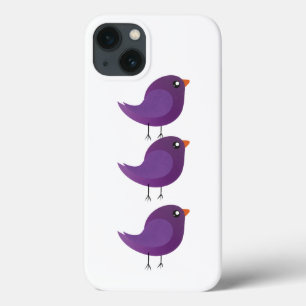 Cute Purple Little Bird Illustration iPhone 13 Case