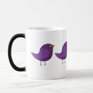 Cute Purple Little Bird Illustration Magic Mug