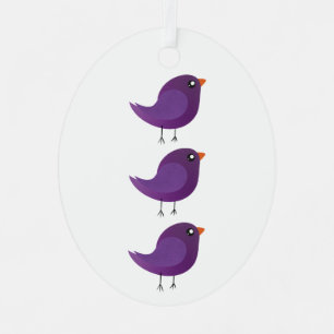 Cute Purple Little Bird Illustration Metal Ornament