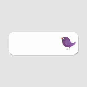 Cute Purple Little Bird Illustration Name Tag
