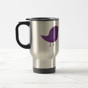 Cute Purple Little Bird Illustration Travel Mug