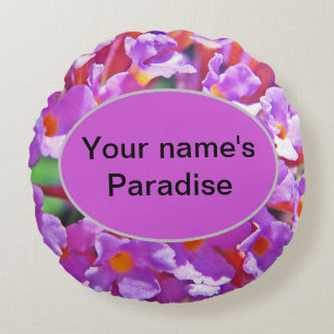 Cute Purple Little Flowers Round Pillow