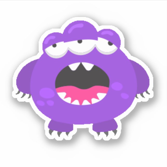 Cute Purple Little Monster Halloween Sticker (Front)