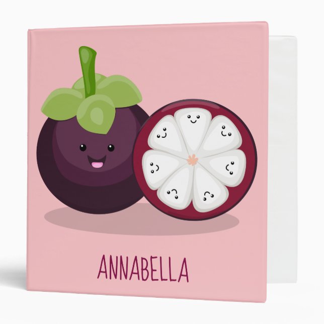 Cute purple mangosteen cartoon illustration binder (Front/Inside)