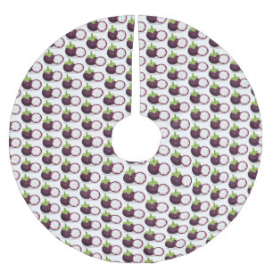 Cute purple mangosteen cartoon illustration brushed polyester tree skirt
