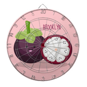 Cute purple mangosteen cartoon illustration dartboard