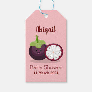 Cute purple mangosteen cartoon illustration  gift tags