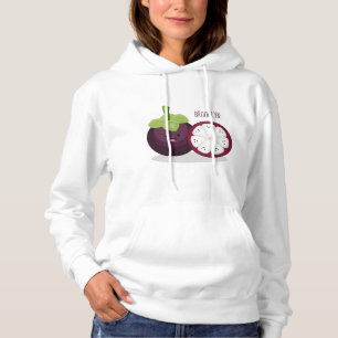 Cute purple mangosteen cartoon illustration hoodie
