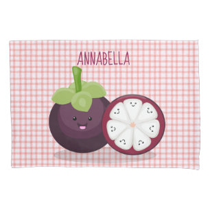 Cute purple mangosteen cartoon illustration pillowcase