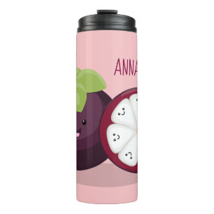 Cute purple mangosteen cartoon illustration thermal tumbler