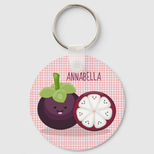 Cute purple mangosteen kawaii cartoon keychain