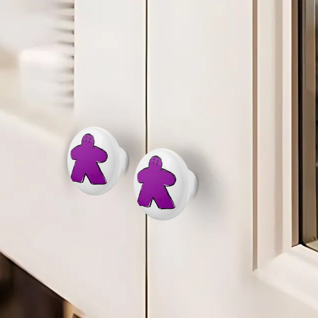 Cute Purple Meeple Board Game Room  Ceramic Knob (Creator Uploaded)