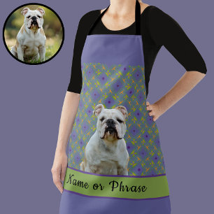Cute Purple Modern Photo Gift for Puppy Dog Mom Apron