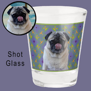Cute Purple Modern Photo Gift for Puppy Dog Mom Shot Glass