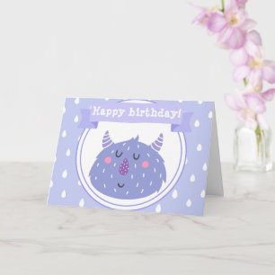 Cute Purple Monster - Kids Birthday Card