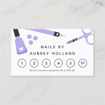 Cute Purple Nail Artist Tools Loyalty Card