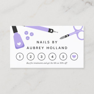 Cute Purple Nail Artist Tools Loyalty Card