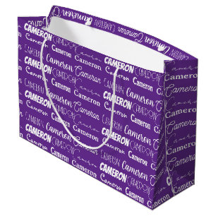 Cute Purple Name Collage Customized Birthday Large Gift Bag