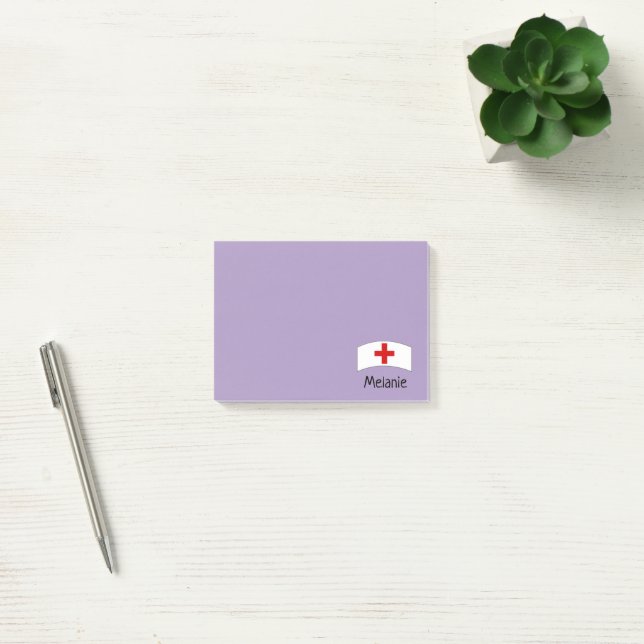 Cute Purple Nurse Personalized Post-it Notes (Office)