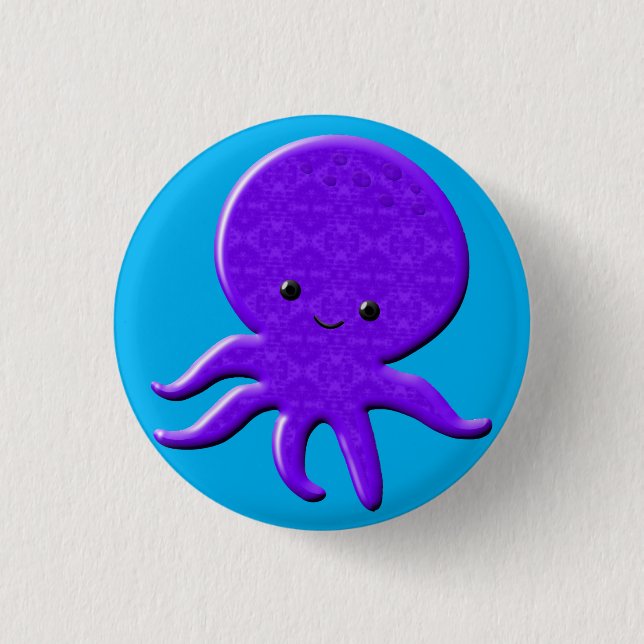 Cute Purple Octopus 1 Inch Round Button (Front)