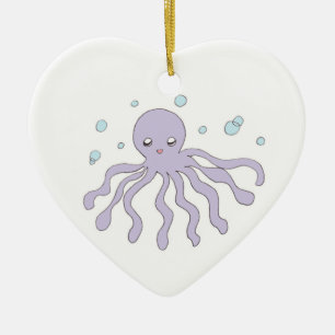 Cute Purple Octopus Ceramic Ornament