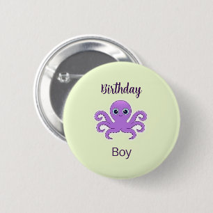 Cute purple octopus green 2 inch round button