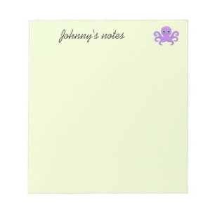 Cute purple octopus green notepad