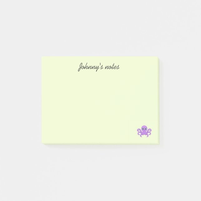 Cute purple octopus green post-it notes (Front)