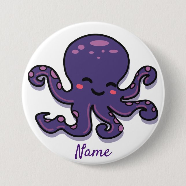 Cute Purple Octopus Thunder_Cove 3 Inch Round Button (Front)