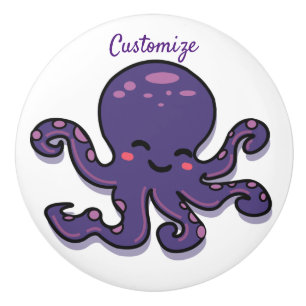 Cute Purple Octopus Thunder_Cove Ceramic Knob