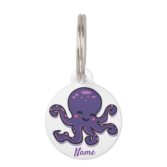 Cute Purple Octopus Thunder_Cove Pet Tag (Front)
