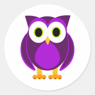 Cute Purple Owl Classic Round Sticker