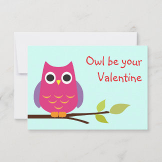 Cute purple owl classroom valentine exchange kids invitation