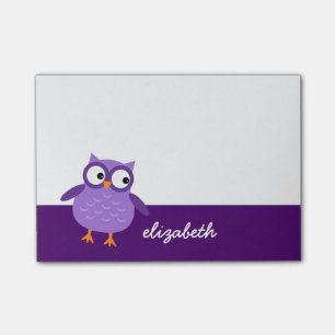 Cute Purple Owl Custom Name For Her A36 Post-it Notes