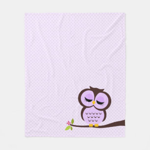 Cute Purple Owl Fleece Blanket