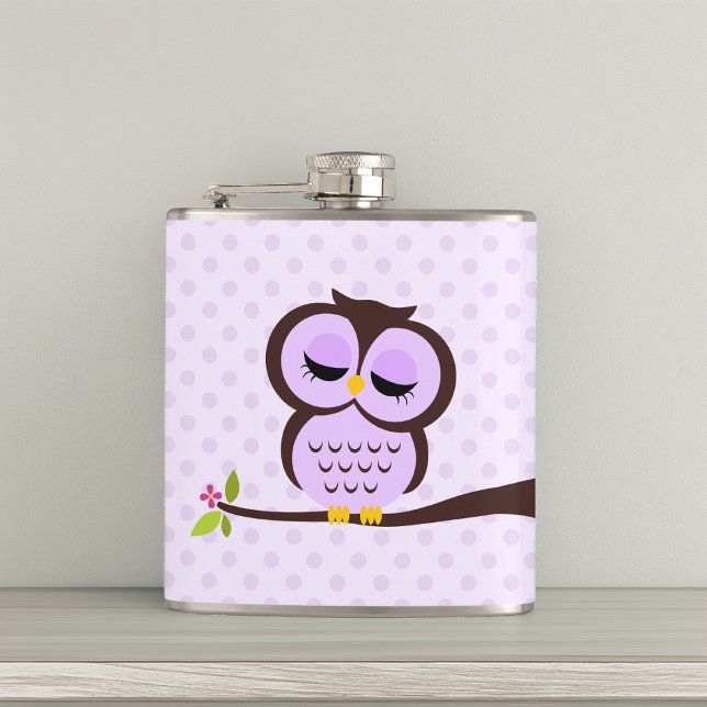 Cute Purple Owl Hip Flask (Creator Uploaded)