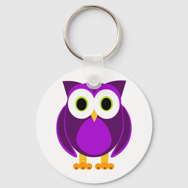 Cute Purple Owl Keychain (Front)