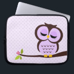 Cute Purple Owl Laptop Sleeve<br><div class="desc">stylish electronics sleeve features a beautiful vector illustration of an owl perched on a tree branch 
 babystar design</div>